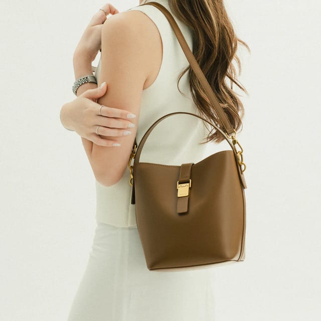 Christy Ng Malia Bucket Bag in Walnut Brown